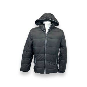 Rokka & Rolla Black Puffer Jacket XL/XG (14-16) With Hood Nylon & Polyester